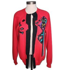 Vintage Hanes Red Southwestern Custom Sweatshirt Cardigan Size L